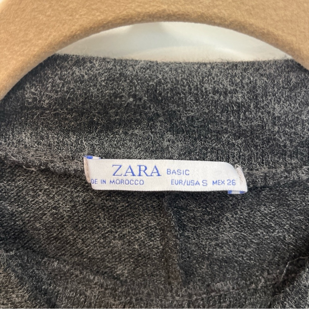 Zara Women’s Dark Heather Gray Long Balloon Sleeve Mini Sweater Dress Size Small - Picture 6 of 6